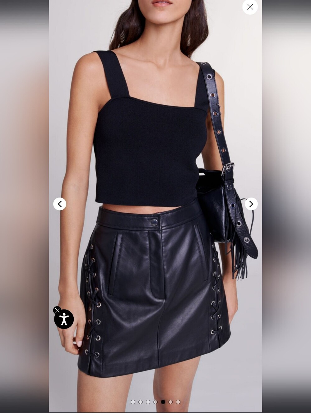 Maje 100% Lamb Leather Skirt